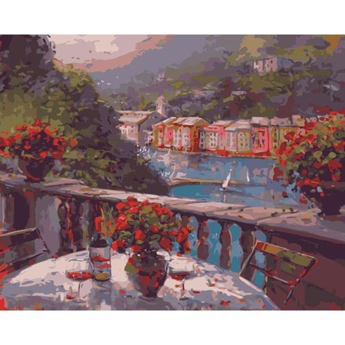 cumpără Tablou pe numere Richi (07435) Mozaic cu diamante Peisaj italian 40x50 în Chișinău 