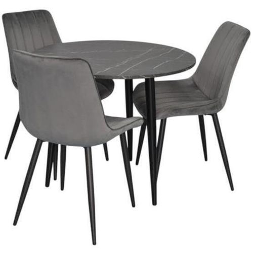купить Комплект стол и стулья Evelin di Costacurta cтол DT-404-6B + 3 стула YTC-055B Bluvel-14 (Dark grey) в Кишинёве 
