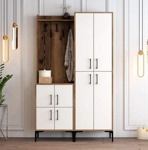 cumpără Mobilă pentru antreu Trendy Berlin BA, Nuc, Alb 120x200x35cm (GTR001360) în Chișinău 