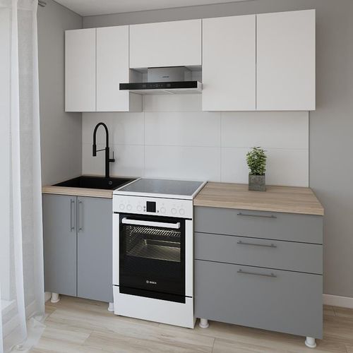 cumpără Mobilă pentru bucatarie Smartex (30050) K2 200сm Alb+Grafit în Chișinău 