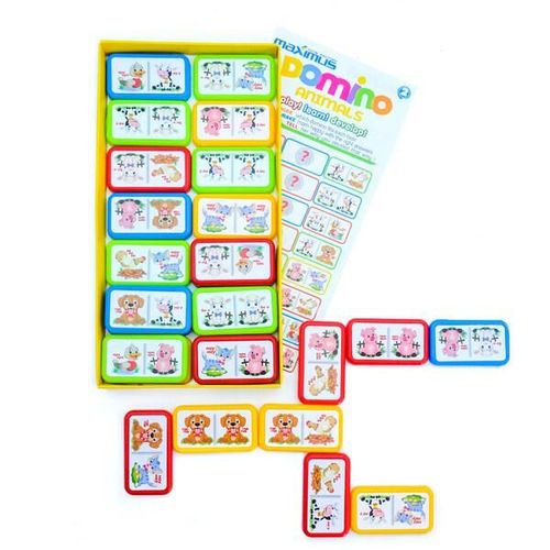 cumpără Joc educativ de masă Maximus MX5489 Joc de masă Domino multicolor cu animale, 28 dominouri în Chișinău 