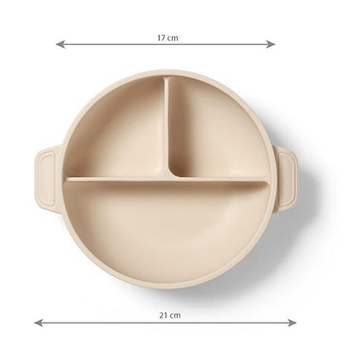 купить Посуда для кормления BabyOno 1661/03 Placa de silicon cu ventuza si capac (bej) в Кишинёве 