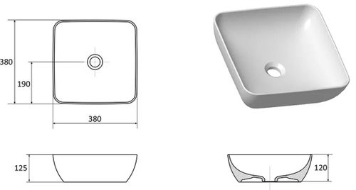 cumpără Lavoar Ravak UNI 380 S Slim 380x380x125mm White XJX01138001 în Chișinău 