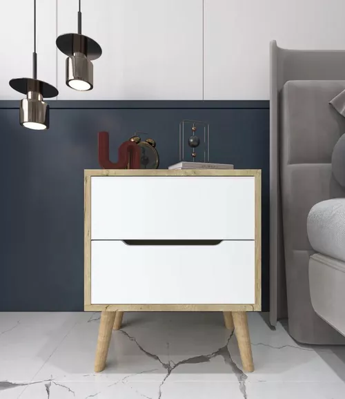 купить Тумбочка Trendy Flora-Sapphire Oak, White, 50x60x44cm в Кишинёве 