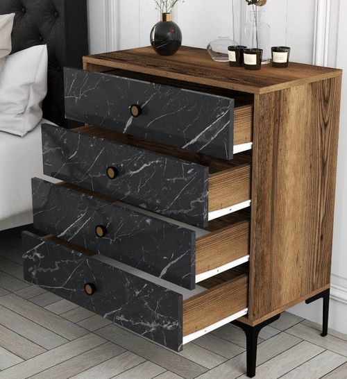 купить Комод Trendy Lizbon 541-Nuc, Negru 76x90x40cm (GTR001661) в Кишинёве 