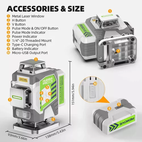 купить Нивелир лазерный Huepar ZK04CG 4D в Кишинёве 