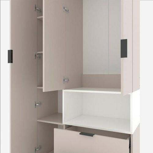 cumpără Dulap Nex Home A002R cu usi batante, 1000x420x2300mm, Cashmere/White Snow în Chișinău 