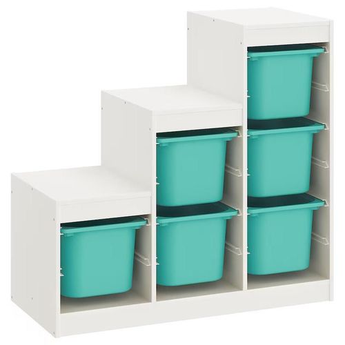 купить Короб для хранения Ikea Trofast 99x44x94 White/Turquoise в Кишинёве 