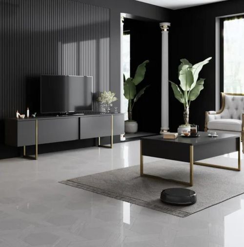 купить Журнальный столик Trendy Lux, Antracit, Aur 74x13,4x98cm в Кишинёве 