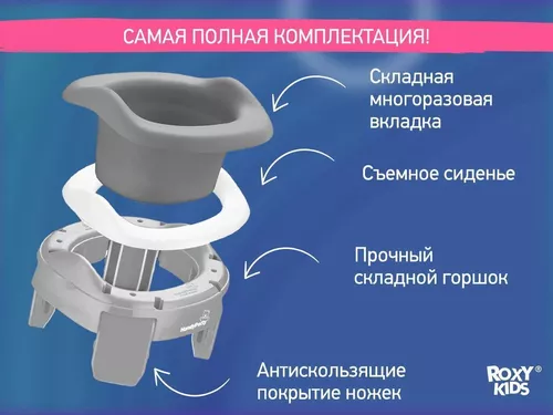 купить Детский горшок Roxy Kids HP-255GG HandyPotty 3в1 серый и вкладка серая в Кишинёве 