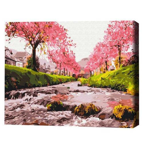 купить Картина по номерам BrushMe BS25577FC 40x50cm (fără cutie) Râul în sakura в Кишинёве 