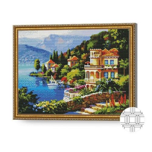 cumpără Tablou pe numere Art Gallery QB202199 Mozaic cu diamante patrate 40x50cm Lacul in munti în Chișinău 