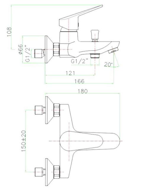 купить Смеситель для ванны Fiore KYRO 86 CR 8152 cada (3736) в Кишинёве 