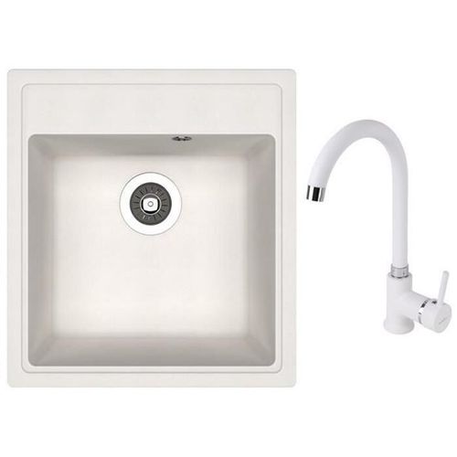 cumpără Chiuvetă bucătărie cu bateria Dr.Gans Nika 470 + SanDonna F 7073 alb în Chișinău 