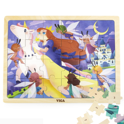 Puzzle din lemn “Zburând pe unicorn” 24 elem. VIGA 