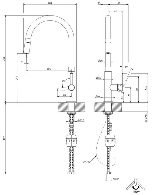 купить Смеситель кухонный Gessi 60003-149 Mesh Finox Brushed Nickel в Кишинёве 