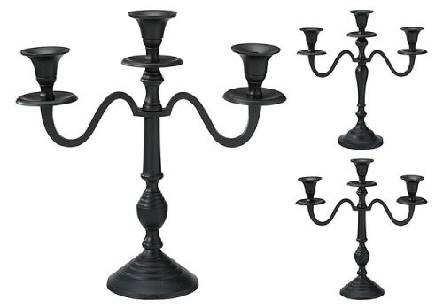 купить Свеча Promstore 32391 Sfesnic metalic pentru 3 lumanari 30cm, negru в Кишинёве 