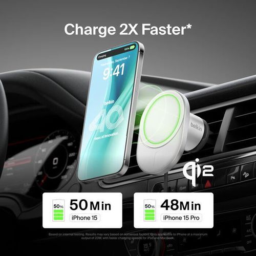 cumpără Încărcător pentru automobil Belkin WIC008BTGR Qi2 15W Car Vent Mount CLA în Chișinău 