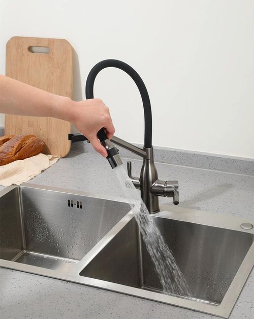 купить Смеситель кухонный Frap F 4397-9 (chiuveta plus flexibil) Alama GRAFIT в Кишинёве 