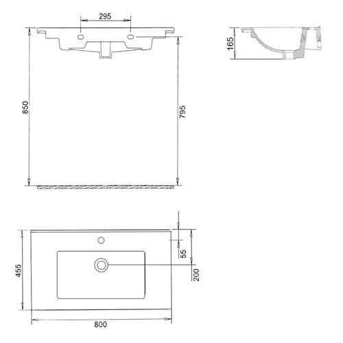 Set mobilier 80cm Imprese LORETA, alb: dulap suspendat, 2 sertare + lavoar suprapus art i11042 