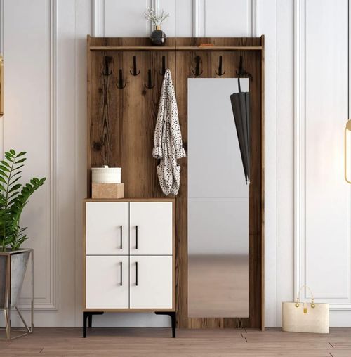 купить Мебель для прихожей Trendy Berlin BC, Nuc, Alb 120x200x35cm (GTR001353) в Кишинёве 