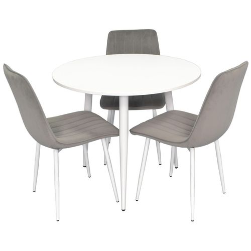 купить Комплект стол и стулья Evelin di Costacurta стол DT-404-5 + 3 стула XR-154Wh Light Grey52 (velur) (3550) в Кишинёве 