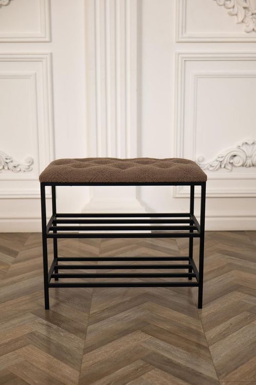 cumpără Raft pentru încălțăminte Nex Home Pantofar 3 nivele Teddy, metal, max.150kg, 80x32x52cm, 52 Maro în Chișinău 