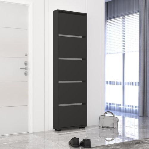 купить Полка для обуви Mobildor-Lux Leo Slim 70x16x203H cm Anthracite в Кишинёве 