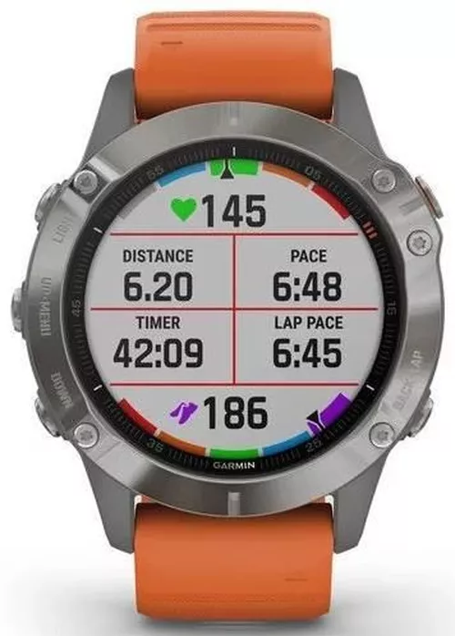 купить Смарт часы Garmin Fenix 6, Sapphire, Ti Gray w/Orange Band в Кишинёве 