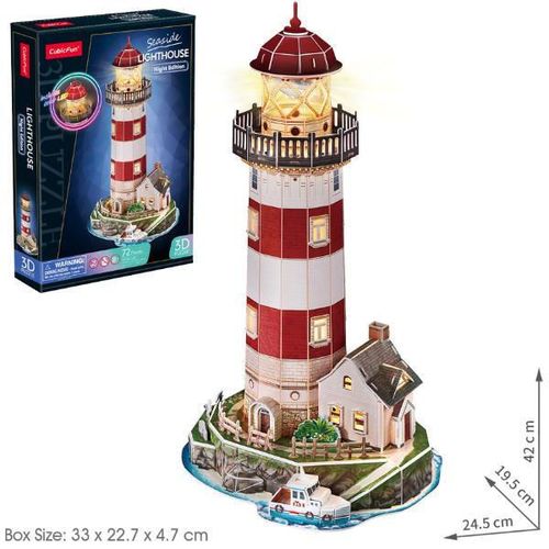 купить Конструктор Cubik Fun L540h 3D puzzle Far cu iluminare LED, 72 elemente в Кишинёве 