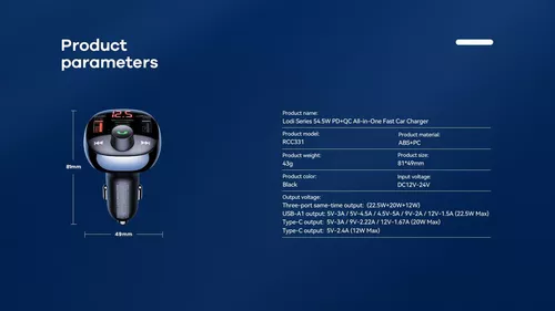 cumpără Modulator MP3 FM Remax RCC331 54W PD+QC Black în Chișinău 