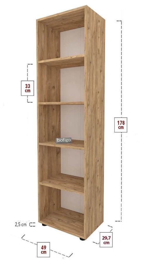 купить Офисный стеллаж Nex Home Folder, 49x30x178 cm,Дуб (13-25-02) в Кишинёве 