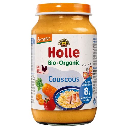 Piure Holle Bio gaina cu tomate, morcov, fenicul si cous-cous (5+ luni) 190 g 