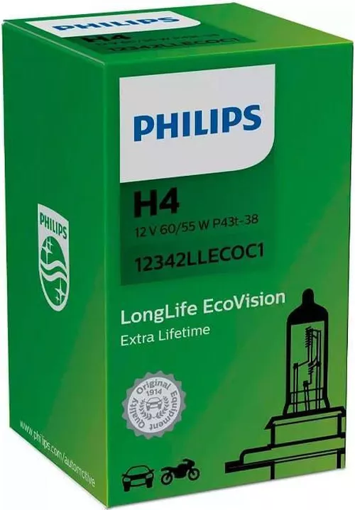 cumpără Lampă auto Philips H4 12V 60/55W P43t-38 LongLife Ecovision (12342LLECOC1) în Chișinău 