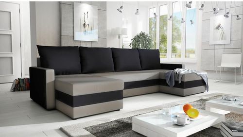 купить Диван Space Meble Pils U Bis Rainbow 83/Rainbow 15 Gray-Beige/Black в Кишинёве 