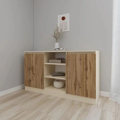 cumpără Comodă Smartex (16290) Т5 140cm Ivory+Stejar Inchis în Chișinău 