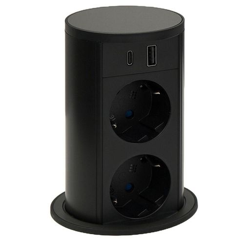 купить Розетка электрическая ASA Plastici 060.47F.00112 Versalift round version 2 sockets F + 1 USB 5V (A+C) Pewter в Кишинёве 