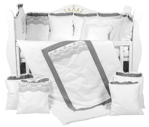 cumpără Lenjerie de pat pentru copii PernaMea Set lenjerie 8 piese Royal Gri (PM.101611/1) în Chișinău 