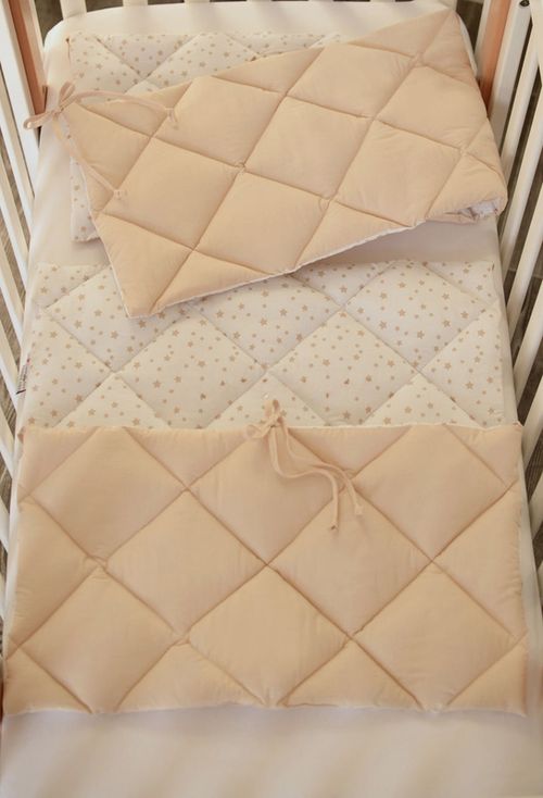 cumpără Protecție laterală pentru pătuț Veres 154.01.06 Бампер из 3 частей Звёздочка Бело-Бежевый în Chișinău 