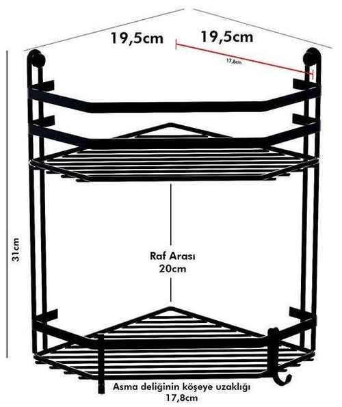 cumpără Raft de baie Teknotel ES075n 2 niveluri coltar negru metal 20x27x30 cm în Chișinău 
