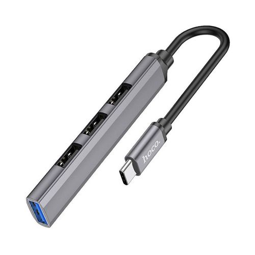 купить Адаптер Hoco HB26 4 in 1 adapter (Type-C to USB3.0+USB2.0*3), metal gray 765482 в Кишинёве 