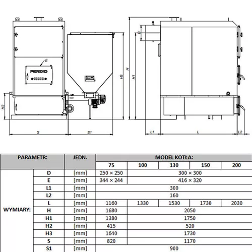 Cazan pe combustibil solid Pereko KSR Pro 150 kW 