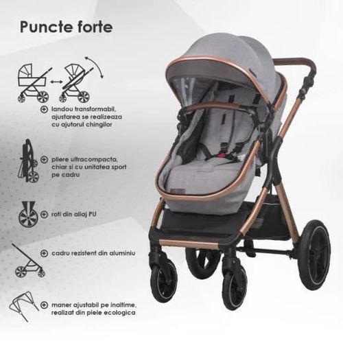 cumpără Сărucior pentru copii Coccolle Melora Moonlit Grey, 3in1 cu landou transformabil în Chișinău 