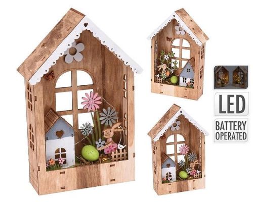 cumpără Decor Promstore 43740 Suvenir din lemn LED Casa-scena 23x15x6cm (2 modele) în Chișinău 