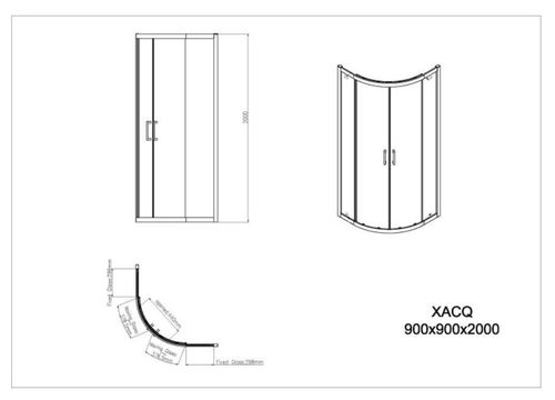 cumpără Cabină de duș miscellaneous XACQ 90x 90x200 BRUSHED MATTE NICKLED 6mm în Chișinău 