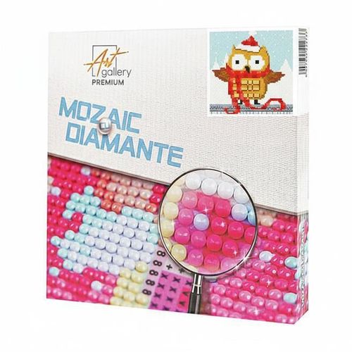 купить Картина по номерам Art Gallery BJ427 Mozaic cu diamante 20x20cm Bufnita cu fular iarna в Кишинёве 