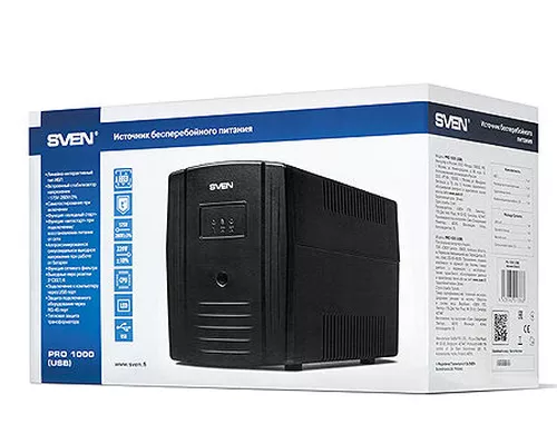 купить SVEN Pro 1000 Line-Interactive, 1000VA/720W, AVR, Input 175~280V, Output 220V ± 10%, USB port, Tel/fax/modem Protection в Кишинёве 