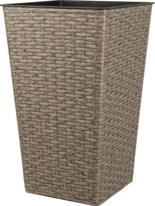 cumpără Ghiveci pentru flori ProGarden 27845 Ghiveci p/u flori din plastic "Impletitura" 28X28cm, H45cm, natural si gri, ratan/ plastic în Chișinău 