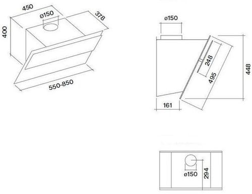 купить Вытяжка Falmec VERSO 55 E.P.CAP. Gray Glass (with filter pack) в Кишинёве 
