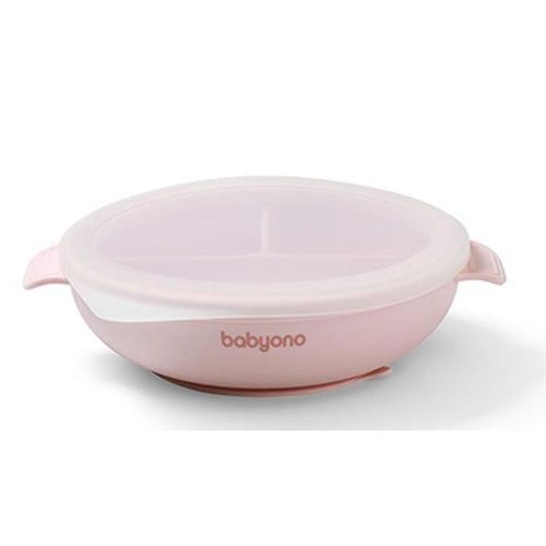 купить Посуда для кормления BabyOno 1661/02 Placa de silicon cu ventuza si capac (roz) в Кишинёве 